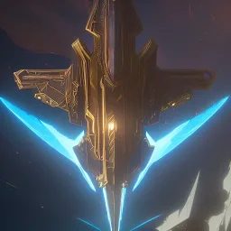 huge ornate spaceship made of brass flying through space