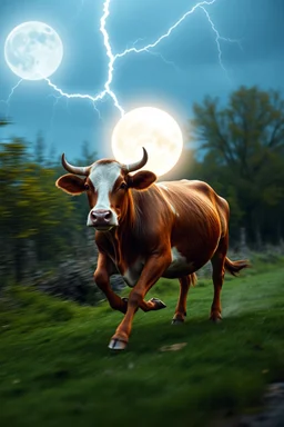 isometric cow running from Ball lightning entity a rare and unexplained phenomenon described as luminescent, spherical objects that vary from pea-sized to several meters in diameter. in amazement from back of a lorry