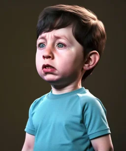 Howard wolowitz toddler, full body, dramatic lighting, angry, hyper realistic,