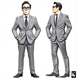 Gustavo Petro clip art cuerpo completo traje gris no corbata obra de arte detallado 4k