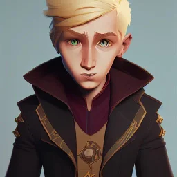 Portrait of a 9 year old warlock blond boy Jim Kay style