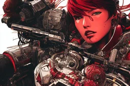 beautiful punk girl, hyper detailed, intricately detailed, illustration by <kilian eng> <Yoji Shinkawa>, darkred tones,