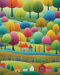 a whimsical multicolor forrest line, on the horizon, by Iwona Lifsches