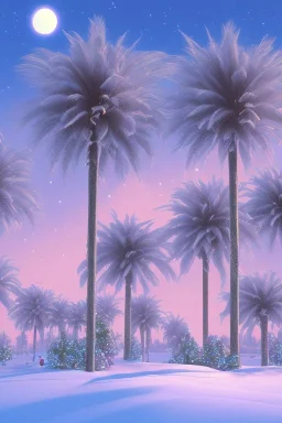 1980's vaporwave aesthetic palm trees in Christmas winter