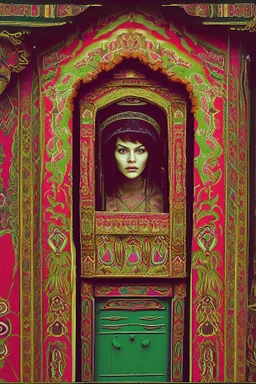 [vaporwave] With a sense of purpose Svetlana pushed open the ornately decorated caravan door, revealing a warm interior adorned with tapestries depicting scenes of Gypsy folklore. Inside, Raul, with his weathered face and eyes that held the wisdom of countless journeys, sat in quiet contemplation. He looked up, his eyes meeting Svetlana's, and a flicker of recognition passed between them.