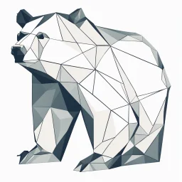 shape of a bear, low poly 2D letterpress style, minimalistic high contrast pencil art