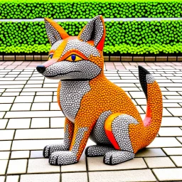 A cute fox that is smooth and appears to be made of tiles
