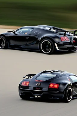 Black Super Star Bugatti Veyron Hyper Sport, rear view
