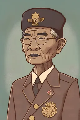 Gambar presiden Indonesia pertama, seokarno dengan tingkat naturalisasi yang estetik
