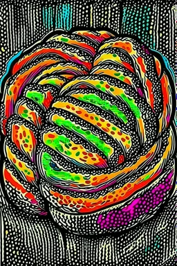 Vintage pop art style, challah bread