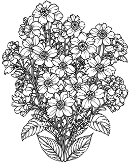 outline art for Forget-me-not Flower flower bouquet coloring pages for kids 2 ages , withe background, sketch style, full body, only use outline, clean line art