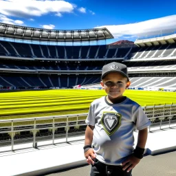 lask stadion mit miniköpfigen dominik gradl der 8 jahre alt ist