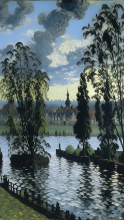 A black isles with shadow monsters painted by Alfred Sisley