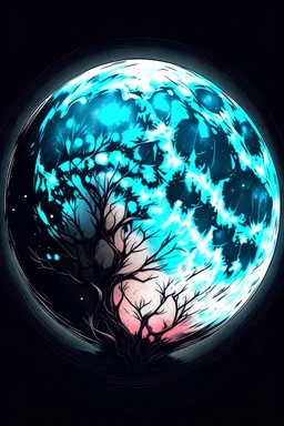 masterpiece, best quality, Siberian full moon Light, simple logo background, in the style of japanese manga, duotone, professional quality panting, ultra detailed, joyful lightning, multiple colors with some shades, half body shot