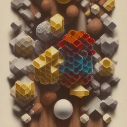 Wood, pastel colors, crepusculare, monde, stone cold, spirale, olive,comete, spiner, brown, yelow, white, red, cubes, cups, abstract art,creme,