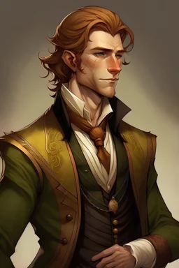 dnd fantasy early 20s nobility ginger brown hair man in a noble suit