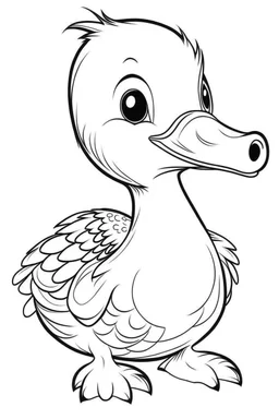 outline art for cute Duck coloring pages with sitch, white background, Sketch style, full body, only use outline, toddlers style, clean line art, white background, no shadows and clear and well outlined.