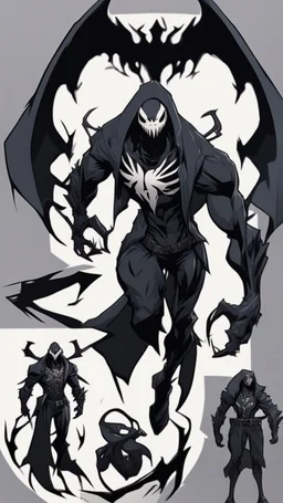 Mix between venom symbiote and Reaper in solo leveling shadow style