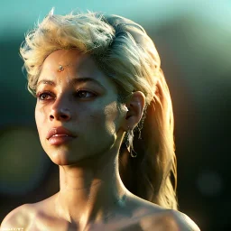 Shakira, 40 years old, artist, Realistic image, waist up portrait. eyes make up, perfect, glow, circle iris. concept art, smooth, unreal engine 5, god lights, ray tracing, RTX, lumen lighting, ultra detail, volumetric lighting, 3d, finely drawn, high definition, 4k.