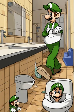 luigi peeing in the bathroom