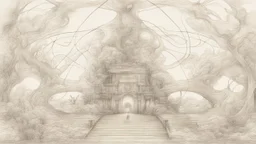 sketch drawing of an ancient techonology of epic proportions and experiential reality etherial magic