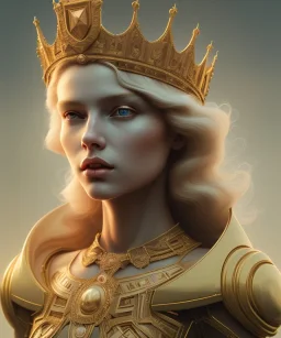 Statue of Queen of photography. Cute blonde woman. Photographer in golden crown. Standing on the street. Big camera in her hand. hyperdetailed, photorealistic, trending on artstation, greg rutkowski, beksinski, kodachrome