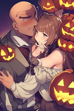 man kissing a Halloween anime girl