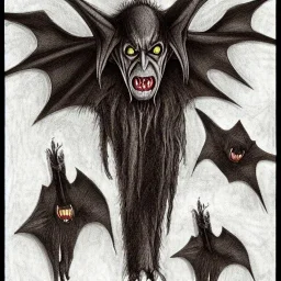 Realistic Nosferatu wendigo bat monster