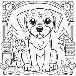 coloring book page of a dog