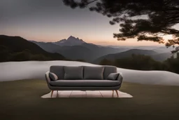 a sofa on the beautiful mountain top