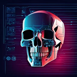 FLAT VECTOR LAYERED IMAGE OF CYBERNETIC SKULL PARTS IN A SCHEMATIC