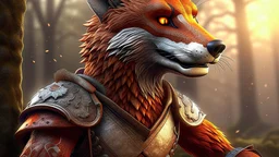 fox man, wood, fine rendering, high detail, 8K, man, tattoos, high resolution, magical ambience