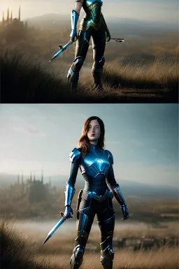 comic book illustration, ultrarealistic, panoramic, concept art, strikingly beautiful (18 year old girl:1.2),_skimpy sci-fi armor_, Hair (long ginger:1.1), Face (freckles:1.2), body, medium breasts (light cleavage:1.2), tracing, ambient light, highres, (hyperrealistic:1.2), (perfect face:1.1), intricate (high detail:1.1) body, beautiful detailed eyes (emerald:1.3), _camera_, plump lips ,sci-fi theme, Model hash: ddc3021b