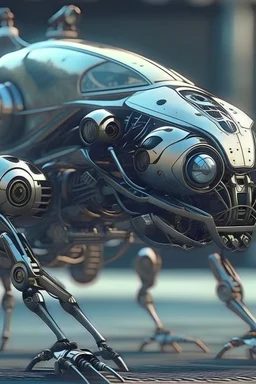 Fly, mechanical, cyborg, close-up, ultra-detail, 3D rendering, parked on the ground