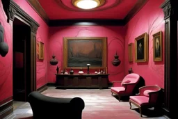 A blackish pink underground dragon palace designed in ancient Greek pottery painted by Mark Rothko