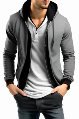 Man's Casual Blazer with a grey hoodie Atached