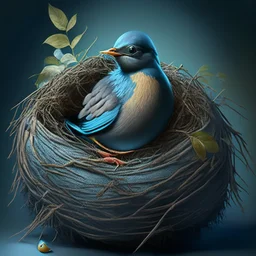 bird sitting on a nest with eggs, avatar