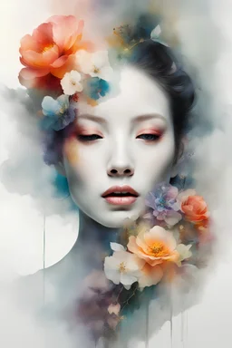 a portrait painting of a flower entity in a scenic environment, in Ryohei Hase style, painted by Minjae Lee, vivid coloring