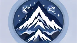 Craft a logo using dark blue, silver gray, white, and black as color palette. Incorporate a respiratory circle, a stylized mountain, and subtle abstract ice flakes. Aim for a design that is masculine, experienced, and innovative, capturing the essence of balance, serenity, and transformation.