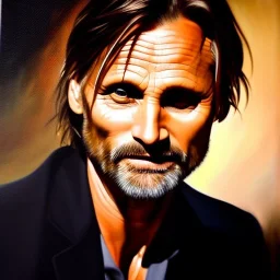 Ultra detailed fullbody Portrait in oil on canvas of Viggo Mortensen ,extremely detailed digital painting, extremely detailed face, crystal clear eyes, mystical colors ,perfectly centered image, perfect composition, rim light, beautiful lighting,masterpiece ,16k, stunning scene, raytracing, anatomically correct, in the style of Simon Bisley and uncannyknack and caravaggio and Seung Eun Kim and Steve Jung Jeehyung Lee.