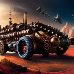 fullbody Drawing of 'sketch of steampunk Vehicles as in the movie mortal engines(2018)',intricate detail,andrea bonelli,Kilian Eng,Ohrai,evan lee,Aleksandr Sidelnikov,KyuYong Eom,three quarters frontal aerial view,toned colors,32k