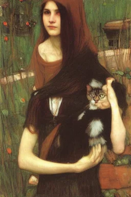 Woman with a cat. John William Waterhouse