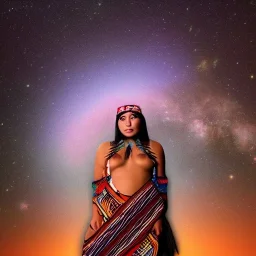 subtle indigenous woman in a galactic ambiance