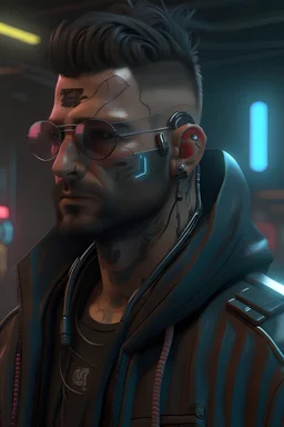 cyberpunk realistic man hyper detailed