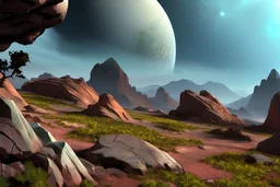 exoplanet, rocks, vegetation, hd, movie poster