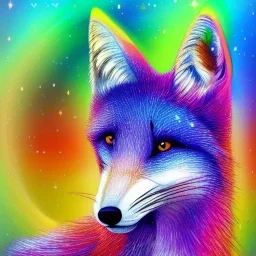 A magical spiritual rainbow fox