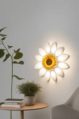 Wall lamp inspired by sunflower ,moder-minimalist style,khaki and white color scheme