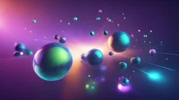 light reflections 3D cinema 4D redshift colorful blue purple, touch of green, ray of light, abstract shapes, universe, system of planets