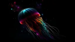 cosmic jellyfish in deep space, neon colors, deep vibrant dark colors, 4k
