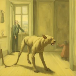 a chimera in a subliminal room, a chimera in a subliminal room, depicted by balthus